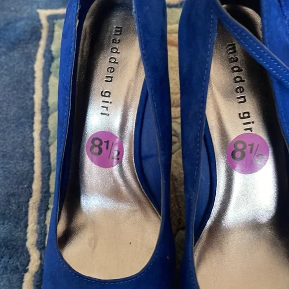 Madden Girl Platform Wedge Heel Blue Suede - Picture 4 of 5